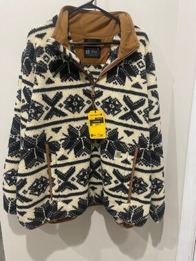 Carhartt Cream & Black Geometric Sherpa Quarter-Zip Pullover
